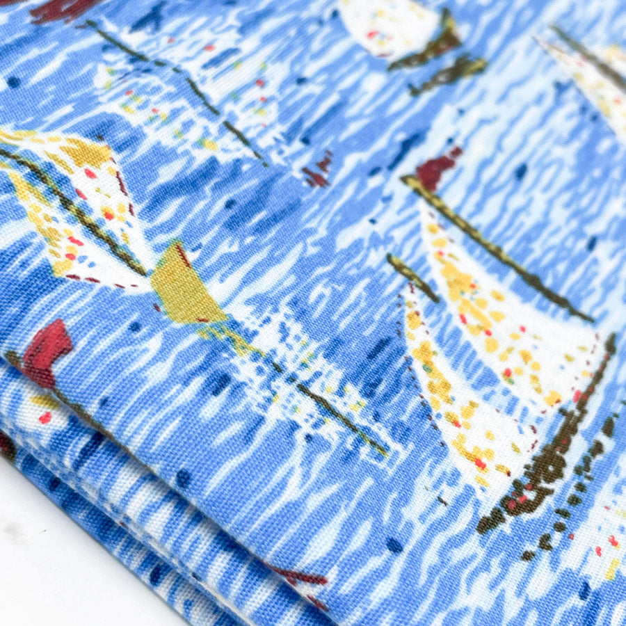 Seurat Sailboats Cotton Blend Fabric - 1 yard