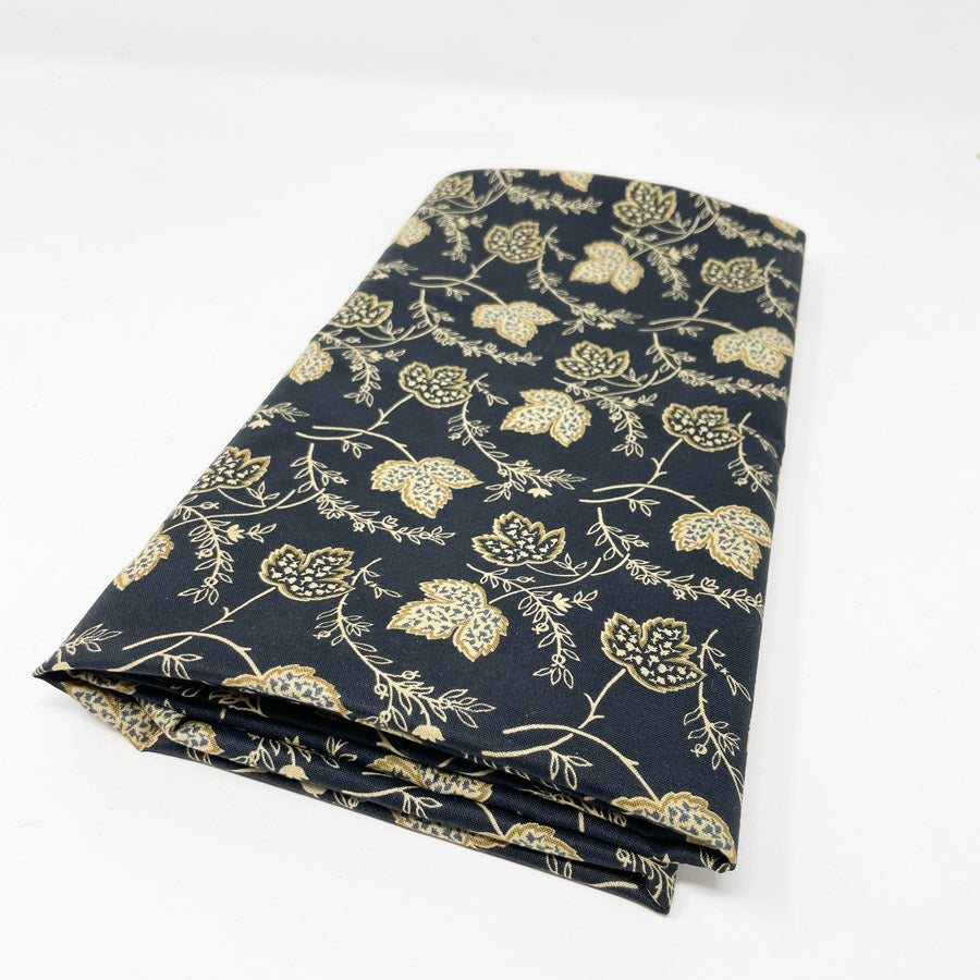 Black & Tan Leaf Cotton Blend Fabric - 44" x 42"