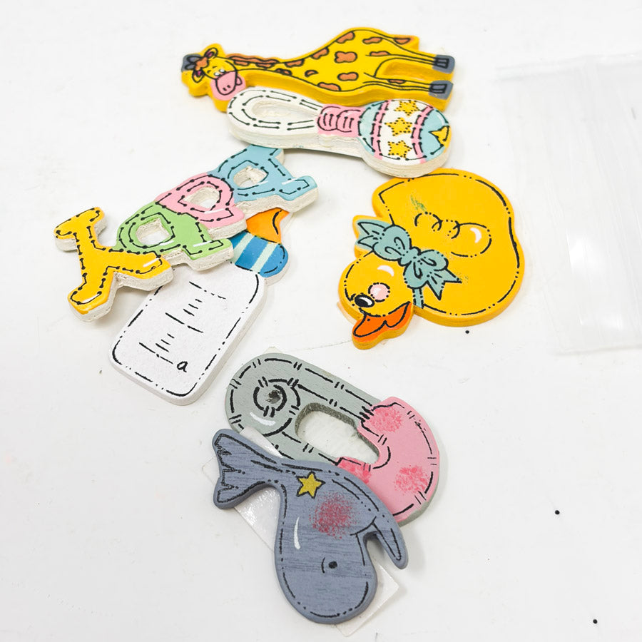 Cute Baby Themed Painted Wood Embellishments