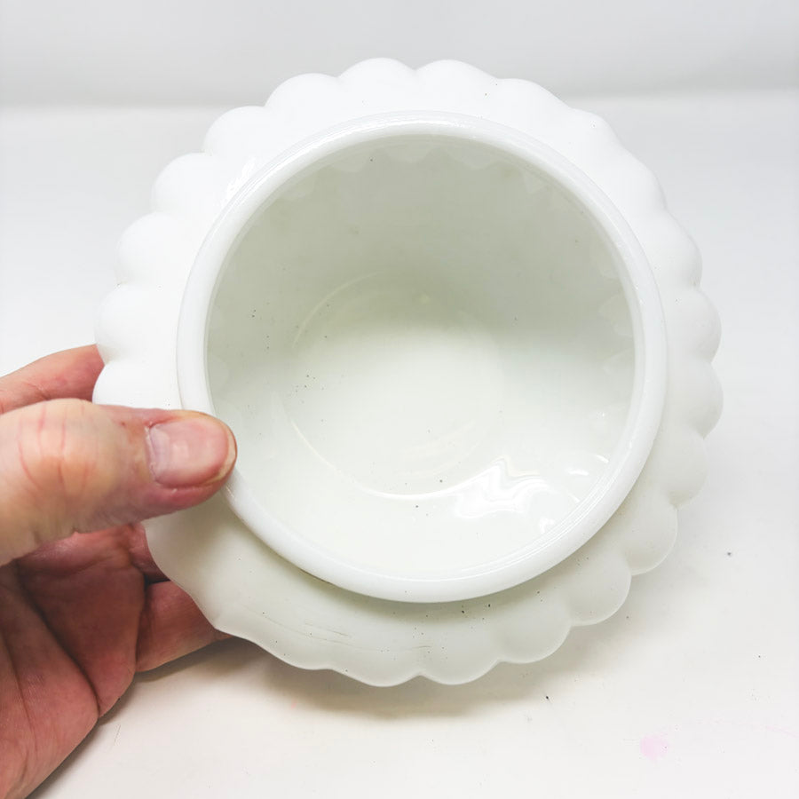 Vintage Ribbed White Glass Vase