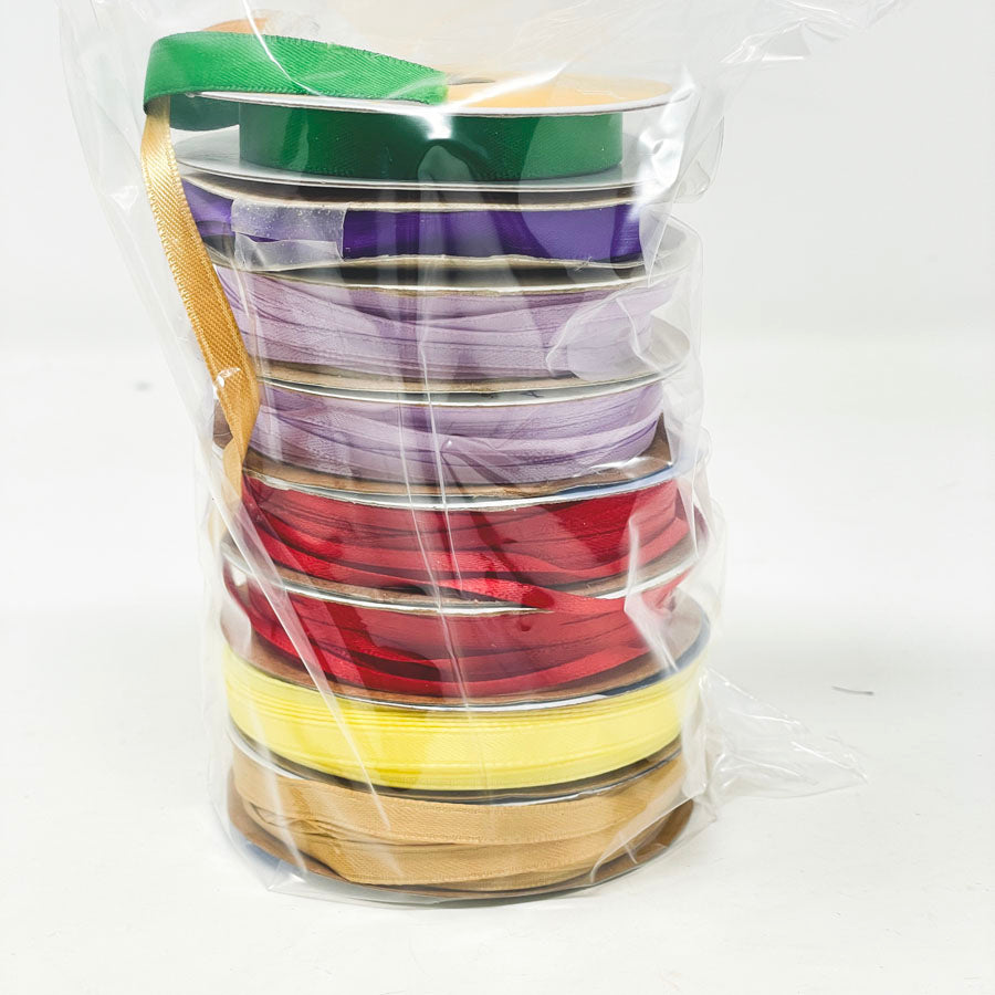 Bundle of Solid Color Thin Satin Ribbon
