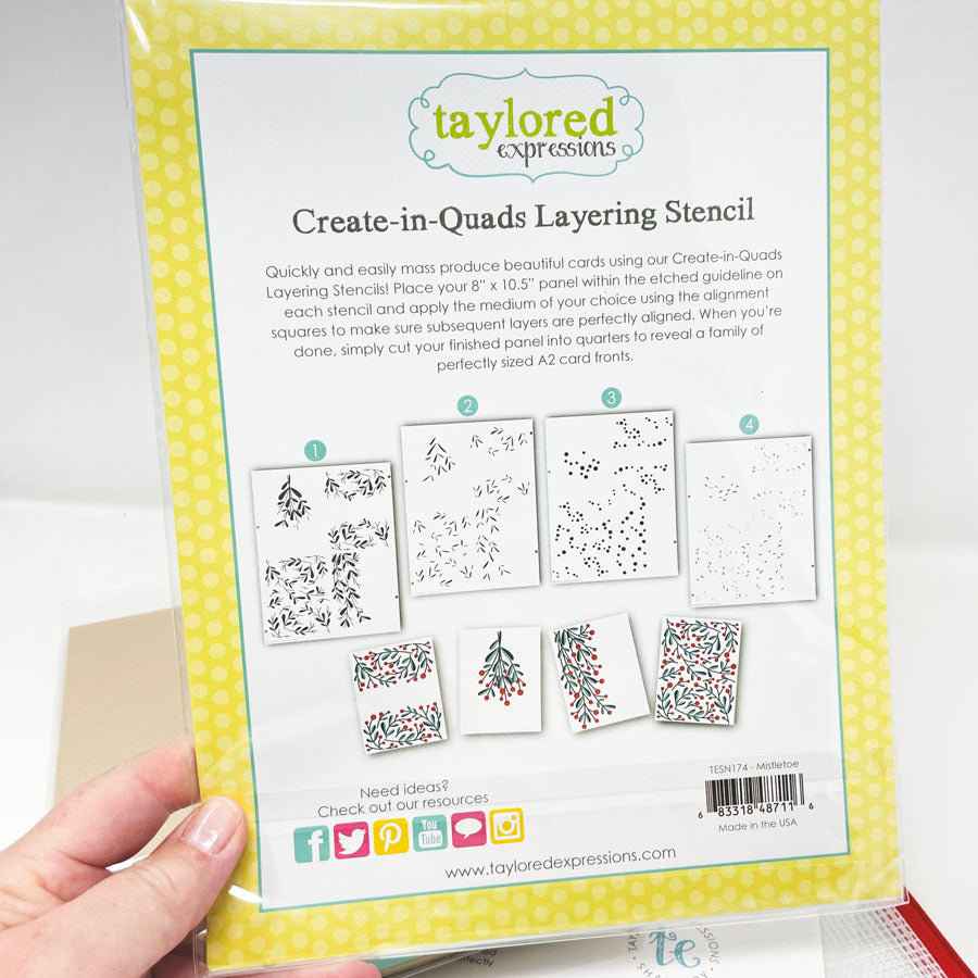 Create in Quads Mistletoe Stencil & Paper Kit by Taylored Expressions