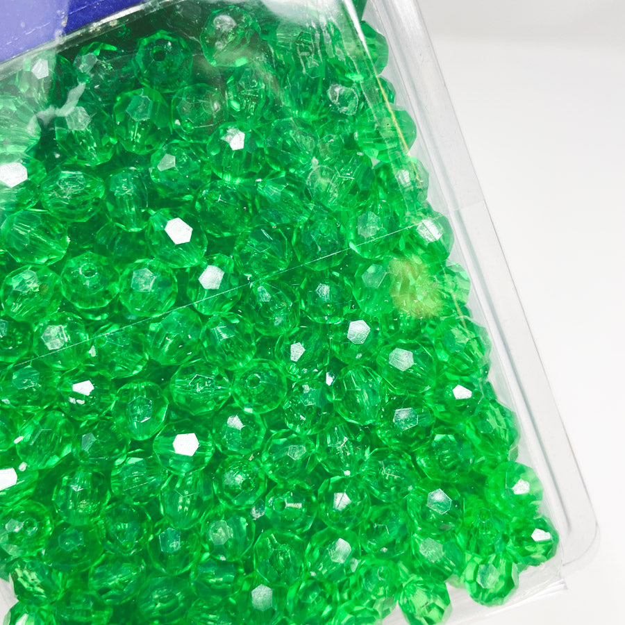 Green Plastic 8mm Faceted Beads
