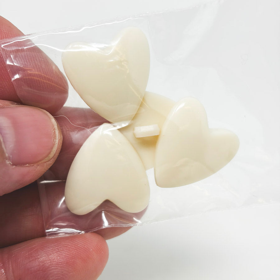 White Heart Plastic Shank Buttons (4)