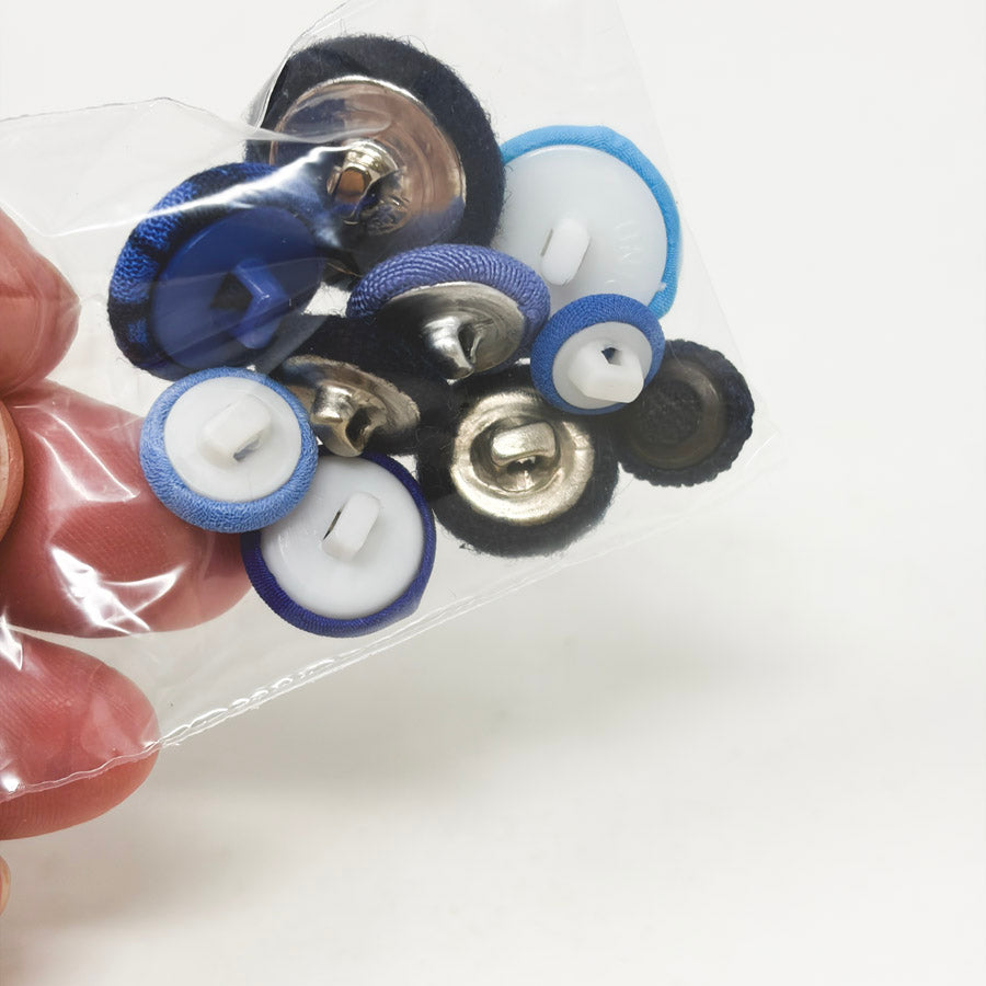 Blue Fabric Covered Shank Buttons