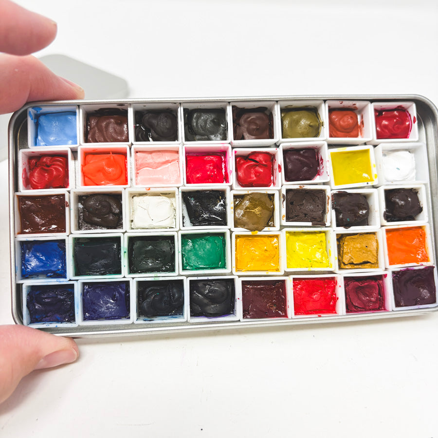 Unknown Paints in Metal Tins with Trays