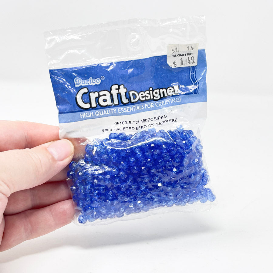 Darice Craft Designers 6mm Faceted Beads - Dk. Sapphire