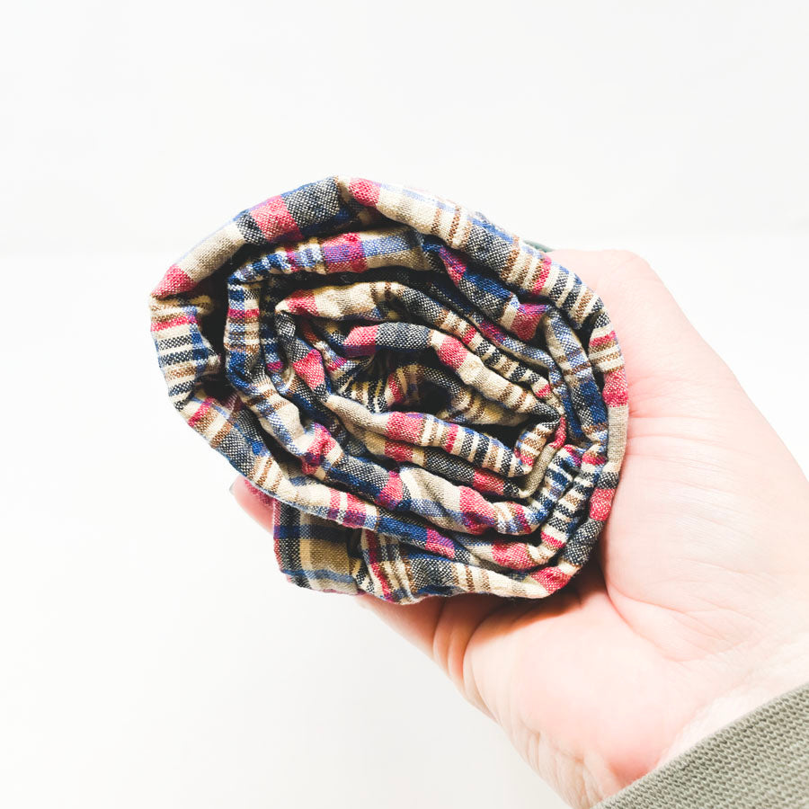 2 Yards Blue Red Khaki Madras Fabric