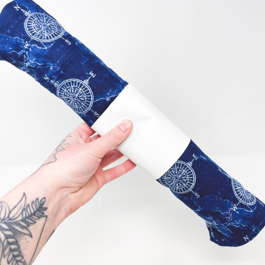 40" x 1 Yd Blue Compass Luxe Flannel Fabric