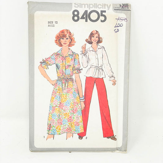 Simplicity 8405 Sewing Pattern - Misses' Skirt Pants and Blouse (12 Size) - 1977