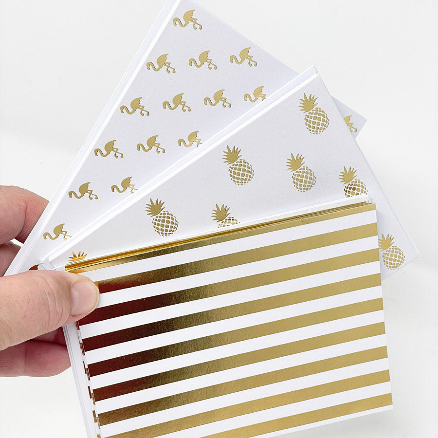 Gold & White Notecard Pack (12)