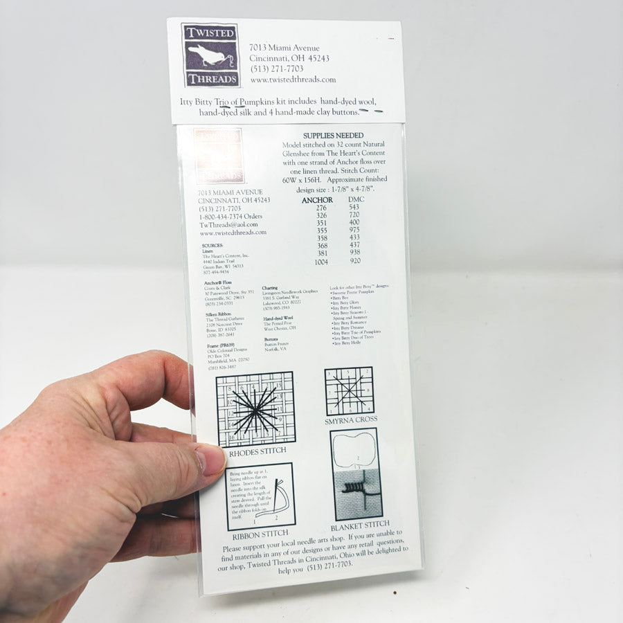 Twisted Threads "Trio of Pumpkins" Cross Stitch Kit