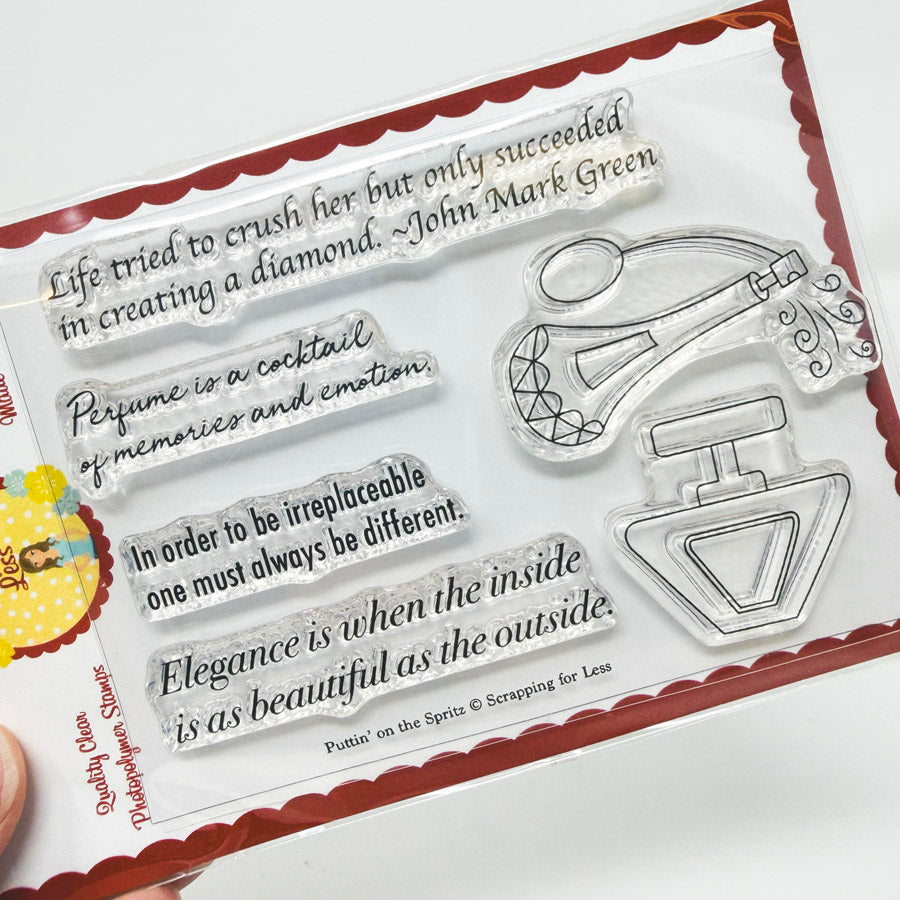 Putting on the Spritz – Scrappin' for Less Cling Stamp Set