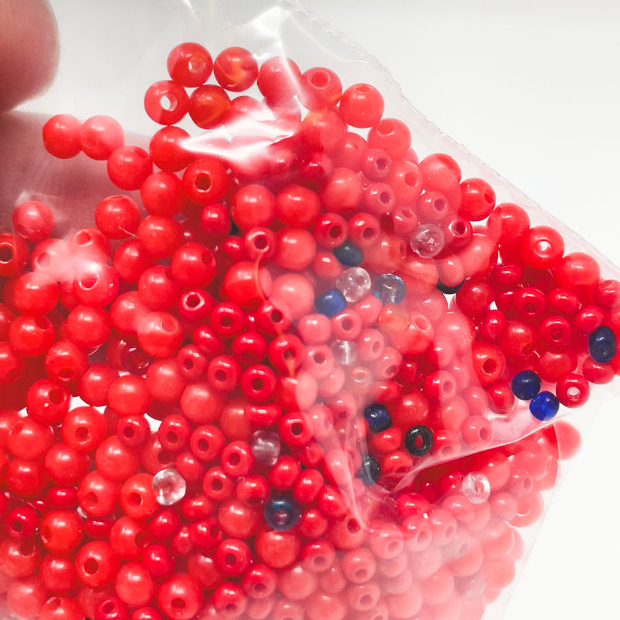 Plastic Red Round Beads