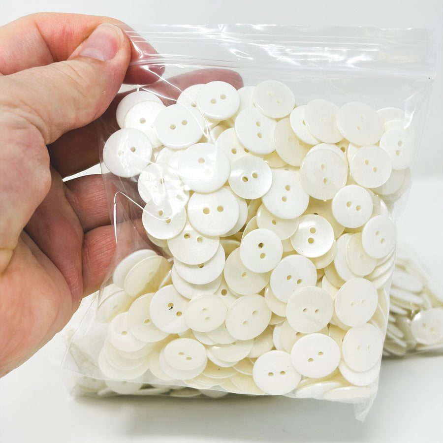 White Plastic Buttons - Lrg Bag