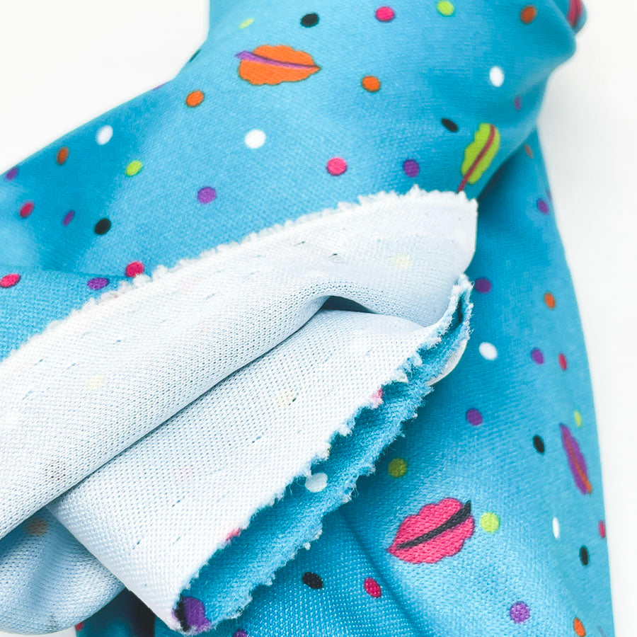 60" W x 84"Leaves on Turquoise Polyester Fabric