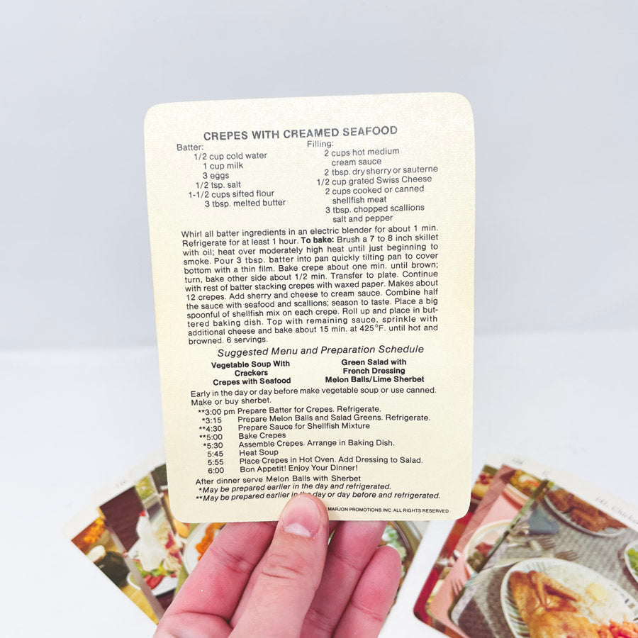 Vintage Dinner is Served 1972 Recipe Cards by Marjon Promotions