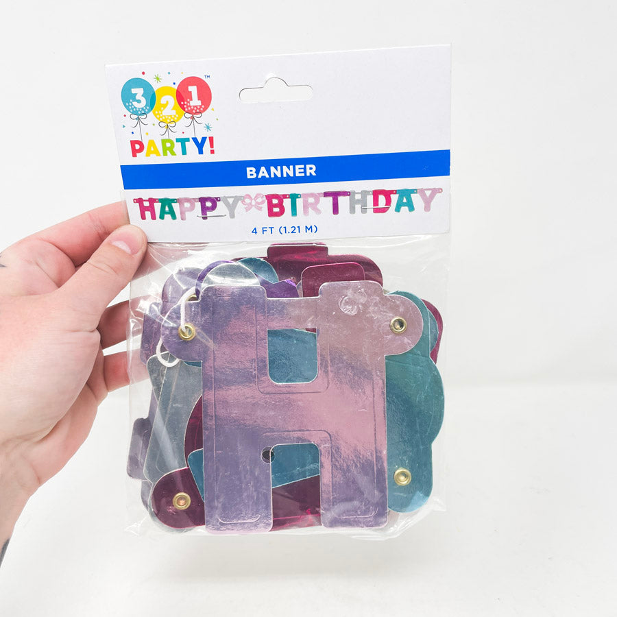 Metallic Happy Birthday Banner