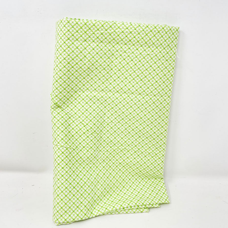 25" x 40" Green Checked Cotton Blend Fabric