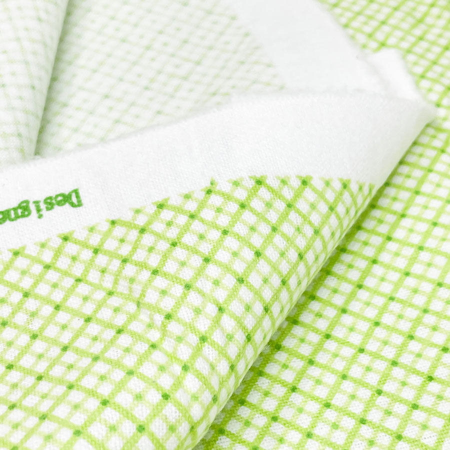 25" x 40" Green Checked Cotton Blend Fabric