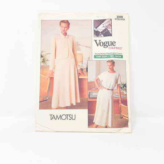 Vintage 1989 Vogue Career Sewing Pattern/Tamotsu - 2339 - Size 8-12