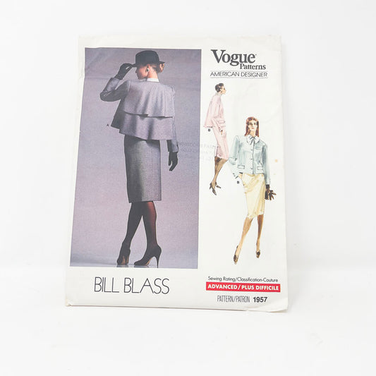 Vintage 1987 Vogue American Designer Sewing Pattern/Bill Blass - 1957 - Size 10
