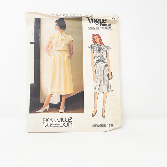 Vintage 1980s Vogue  Designer Original Sewing Pattern/Bellville Sasson - 1357 - Size 10