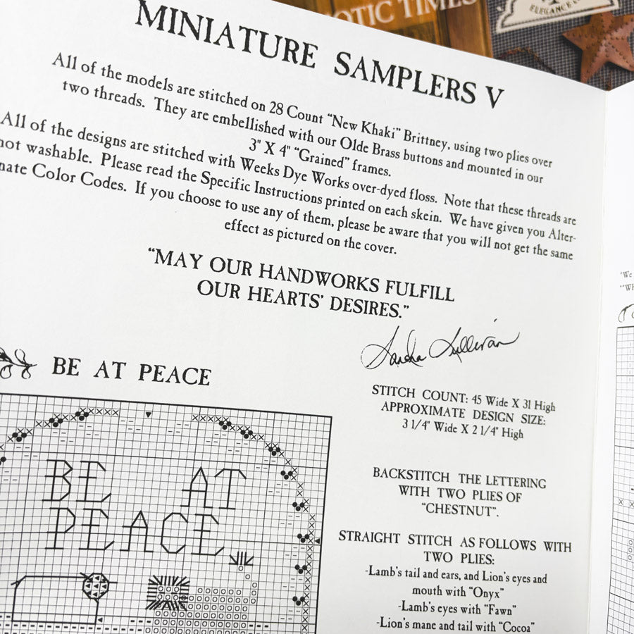 Miniature Samlplers V – Homespun Elegance Cross Stitch Pattern Leaflet