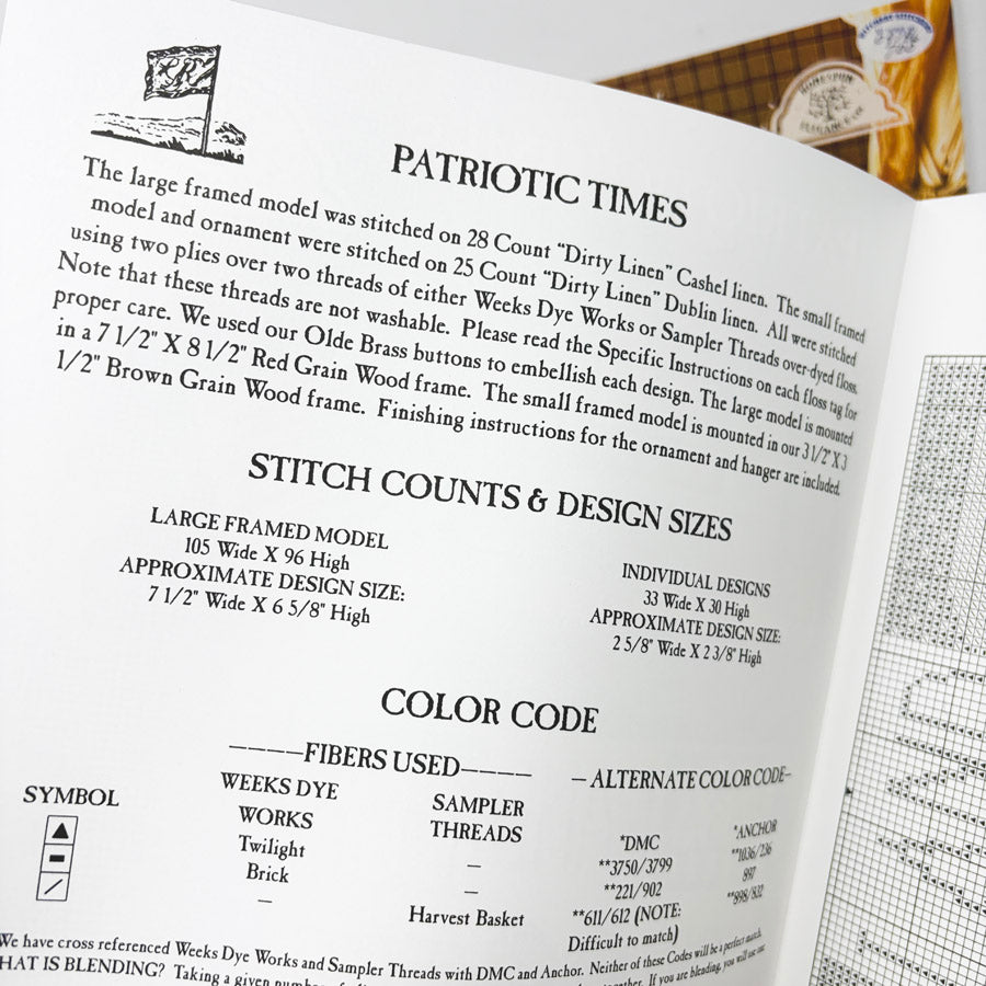 Patriotic Times – Homespun Elegance Cross Stitch Pattern Leaflet