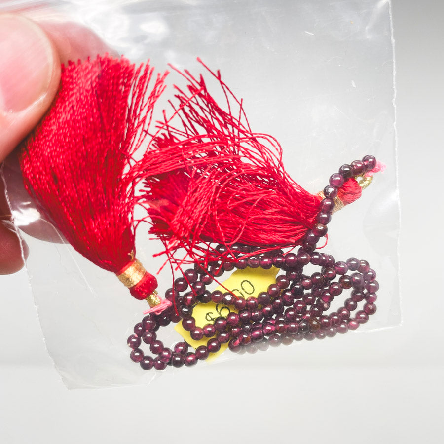 Turtle Island Bead- 3mm Round Garnet String