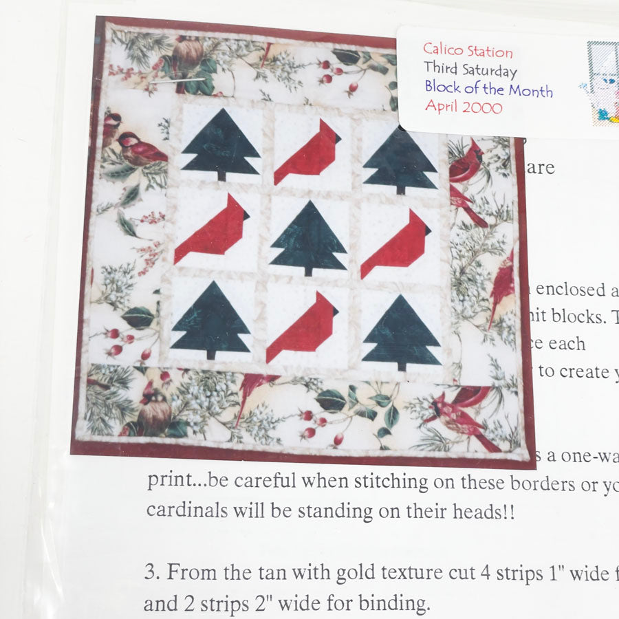 Calico Station Cardinal/Tree Quilt Block Pattern
