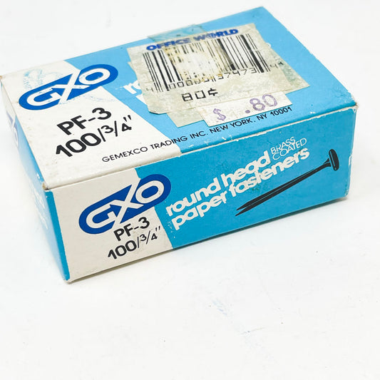 GXO Round Head Paper Fasteners - Brass Coated 3/4"