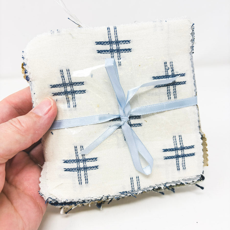 Navy & Tan 2018 Mystery Block from Fat Quarter Shop
