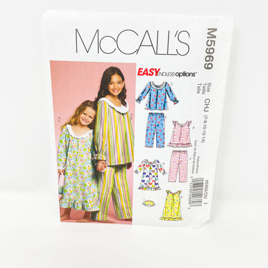 McCall's M5969 Sewing Pattern - Children's Pajamas - Sizes 7-14
