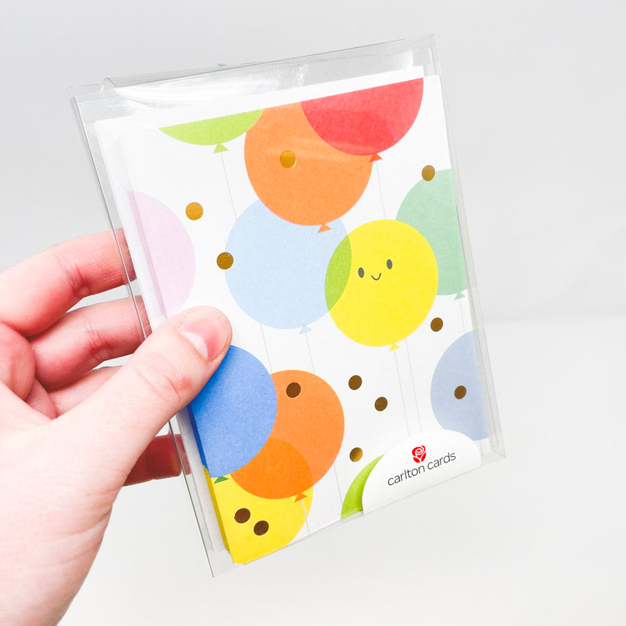 Carlton Cards Balloons 5 Cards and 4 Envelopes