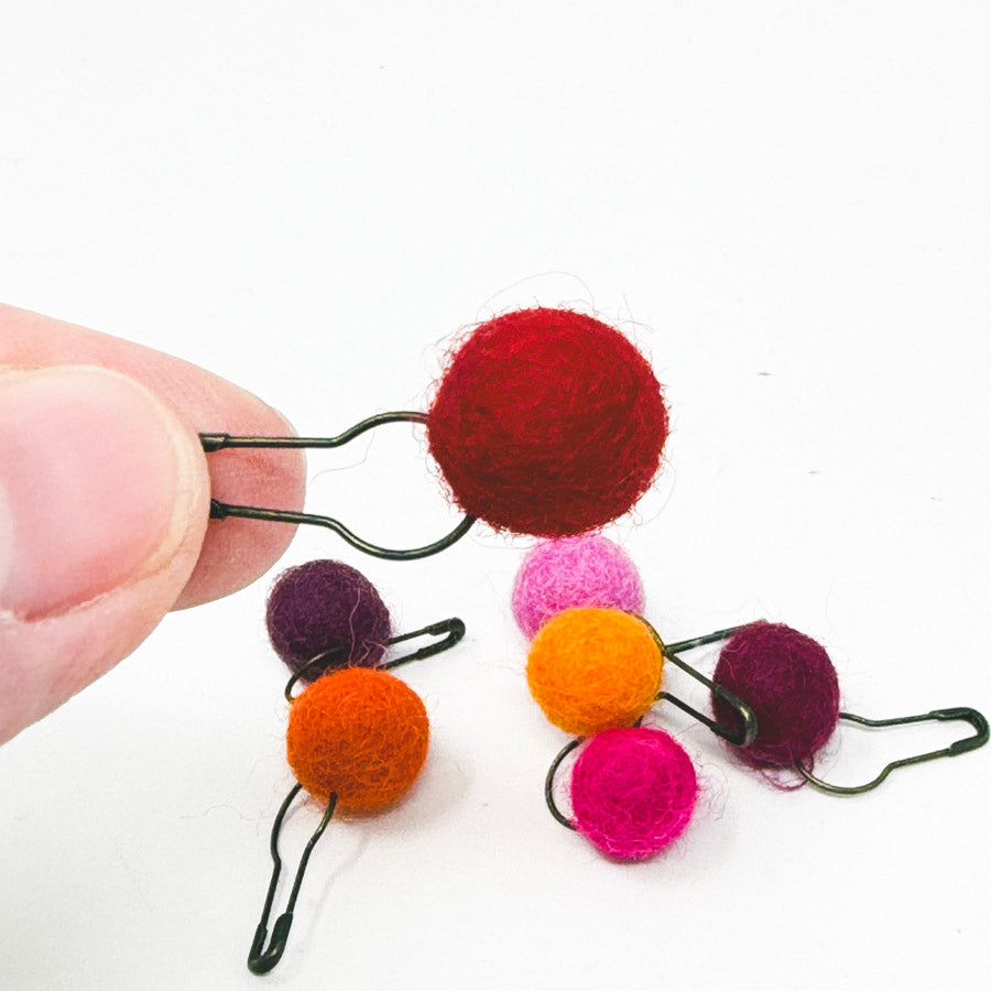 Merino Wool Felt Ball Stitch Markers