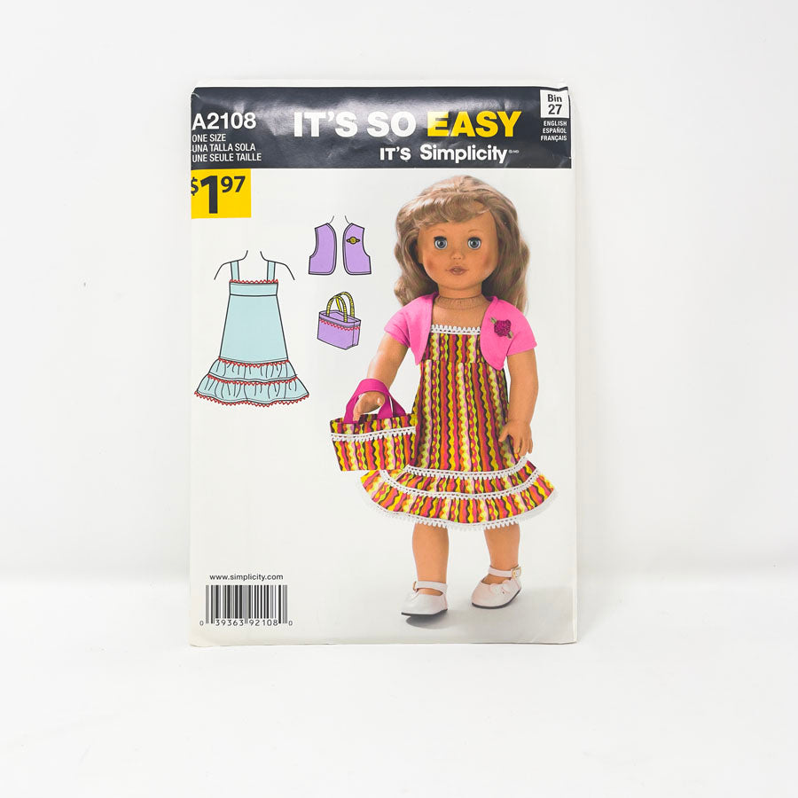 It's So Easy 18" Doll Clothing Patterns by Simplicity - Pick a Design