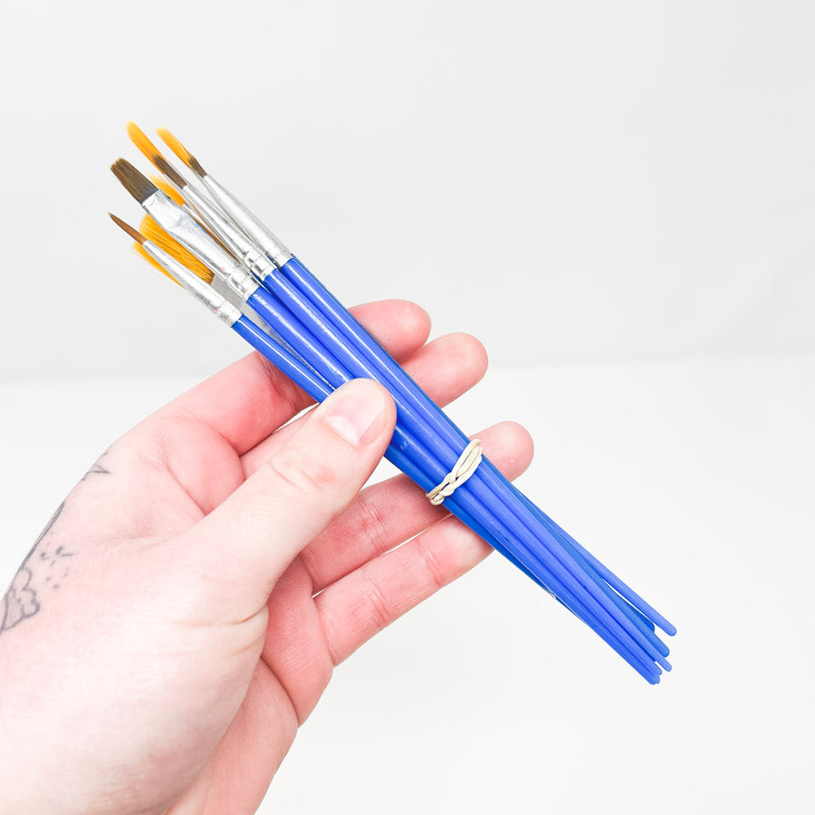 Bundle of Blue Handle Craft Paintbrushes