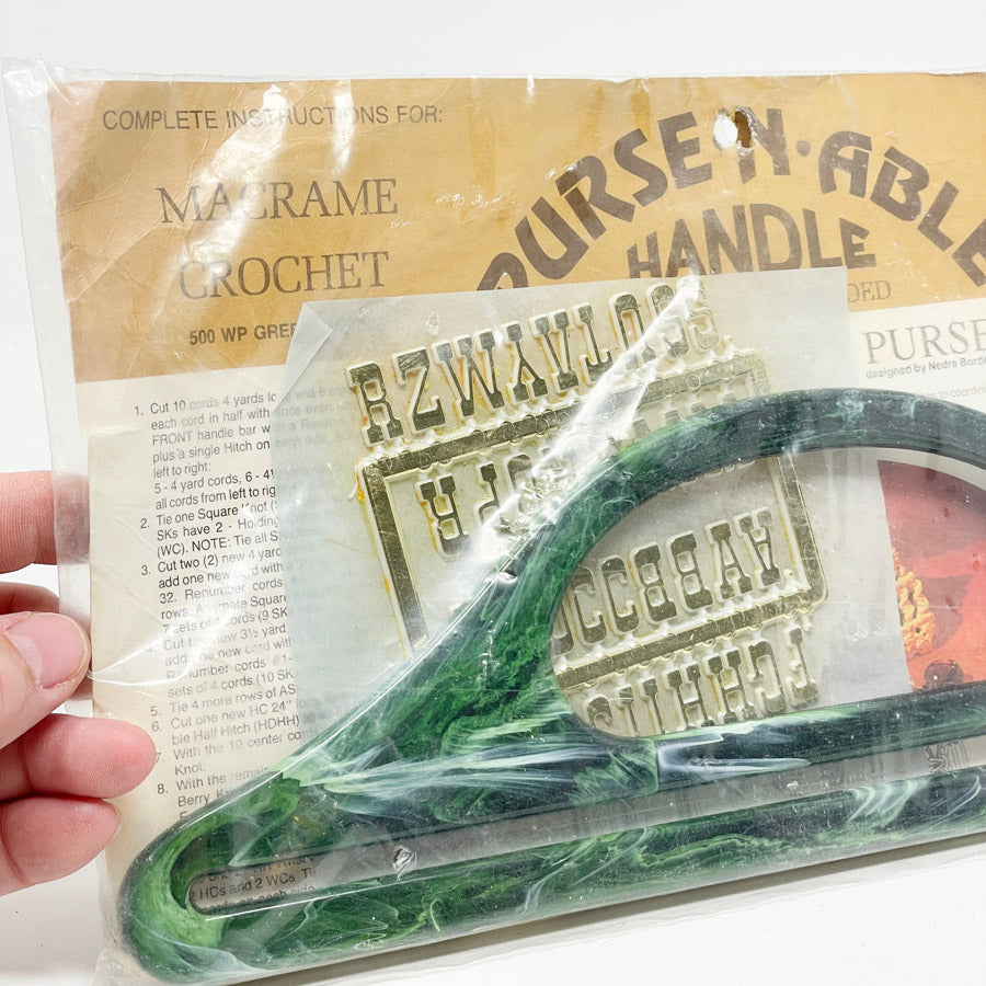 Vintage Purse N Able Handle for Crochet Filet Purse - Green Marble