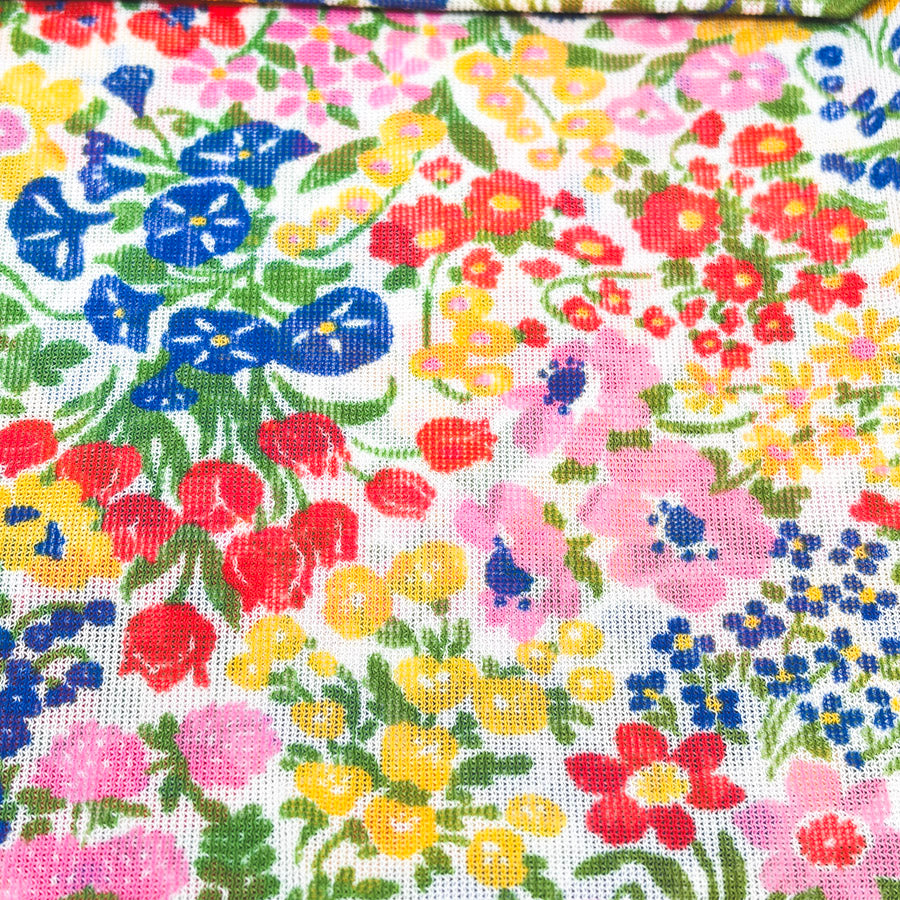Appx 3 Yds Floral Polyester Open Weave Fabric