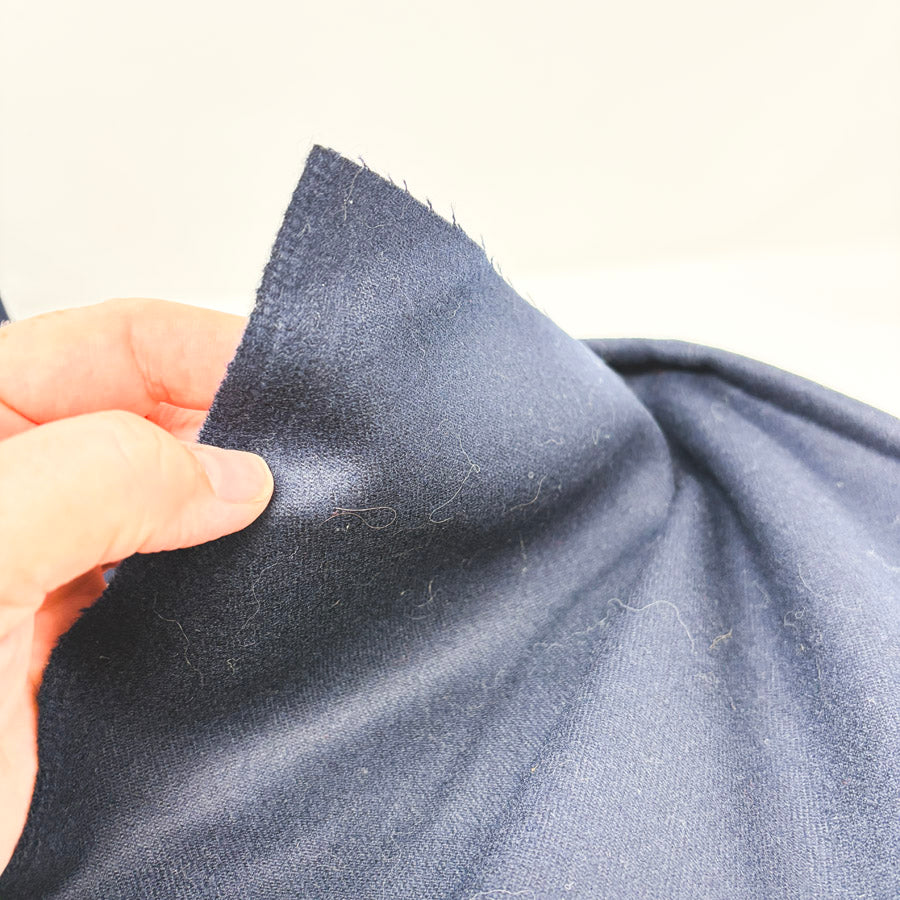 Appx 1 yd - Dark Blue Flannel/Felt/Wool Blend Fabric