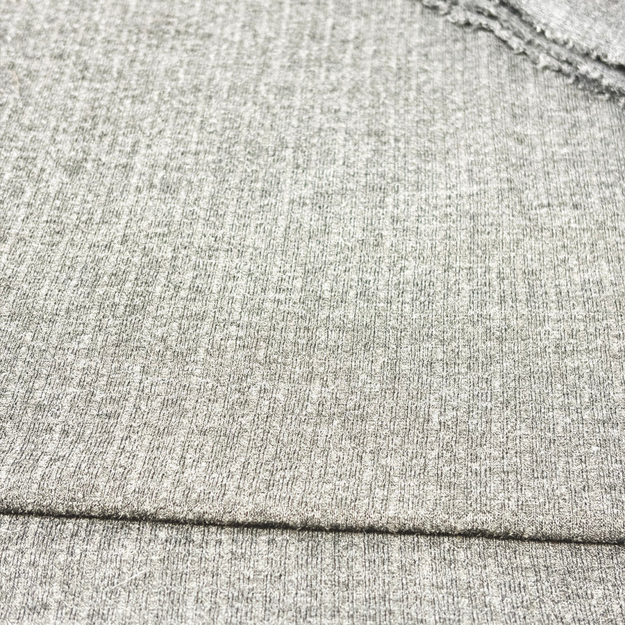 Appx 1 yd - Dark Gray Ribbed Jersey Knit Fabric