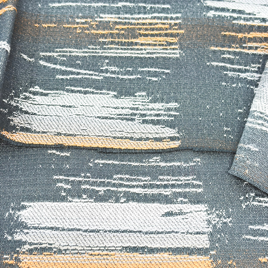 Appx 1 yd - Orange and Gray Upholstery Fabric