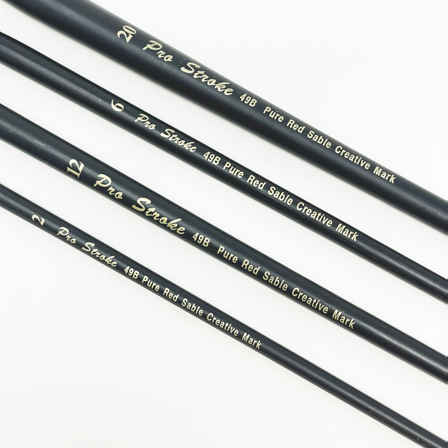 Four Creative Mark Pro Stroke Flat Red Sable Paintbrushes
