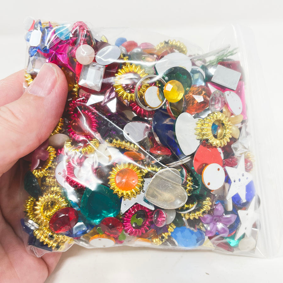 Assorted Flat Back Plastic Rhinestones & Shiny Things