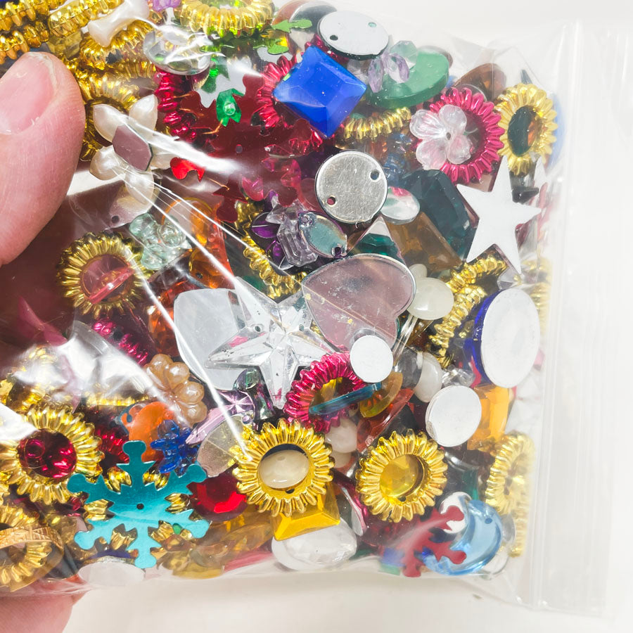 Assorted Flat Back Plastic Rhinestones & Shiny Things