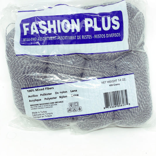 Fashion Plus Mill Ends - Deep Grey and White Yarn