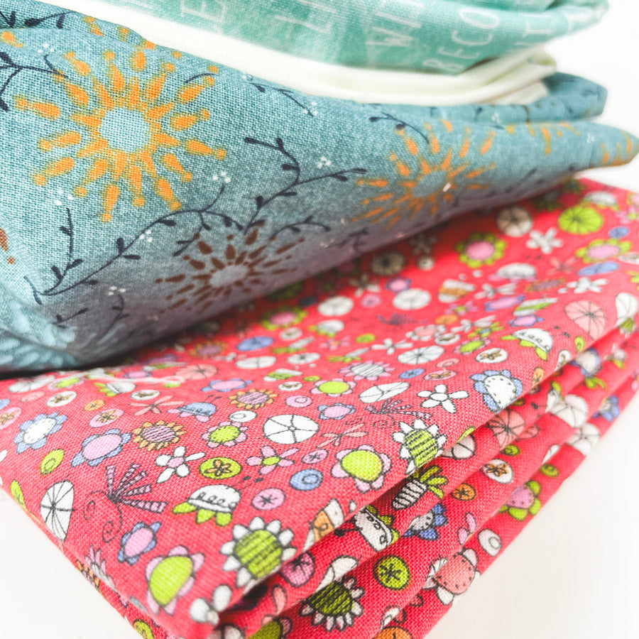 Aqua and Red Fabric Bundle