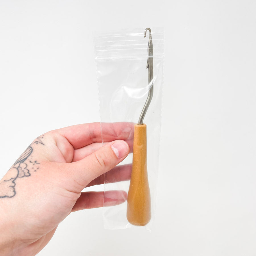 Rug Hook Tool with Wood Handle