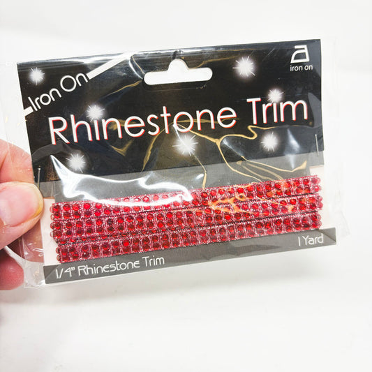 Iron On Red Rhinestone 1/4" Trim